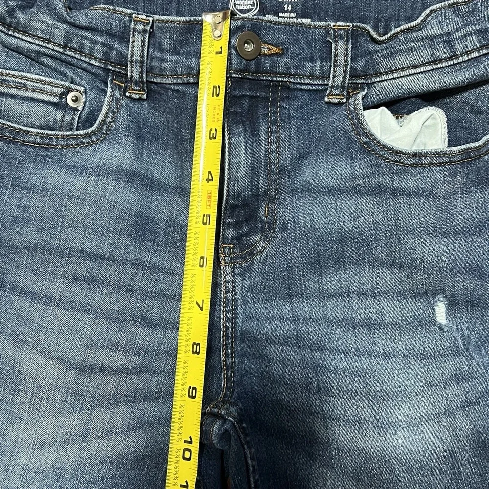 Wonder Nation Boys Slim Jeans Size 14 Adjustable Waist Distressed Blue Jeans
